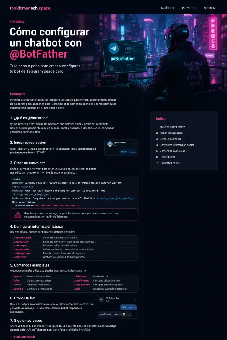 Cómo configurar un chatbot con @BotFather paso a paso