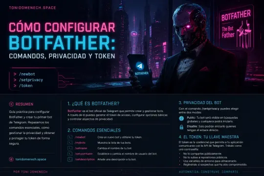 Cómo configurar BotFather: comandos, privacidad y token