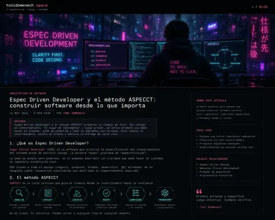 Spec-Driven Developer y el método ASPECCT: construir software desde la claridad